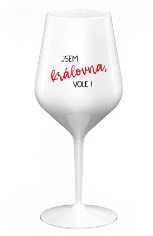 Product detail of JSEM KRÁLOVNA, VOLE! - bílá nerozbitná sklenice na víno 470 ml