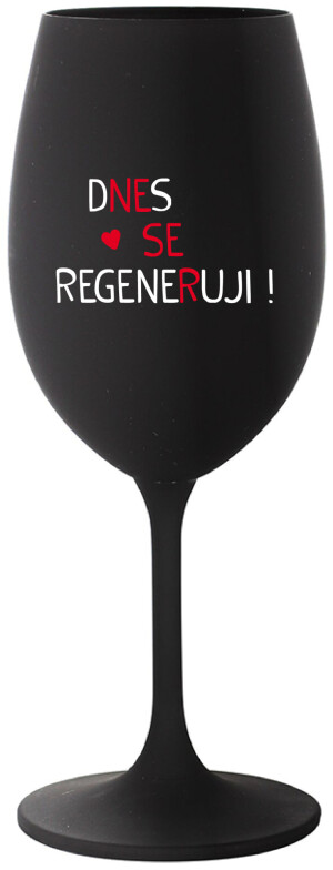 Product detail of DNES SE REGENERUJI! - černá sklenice na víno 350 ml
