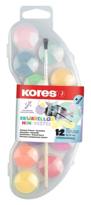 Product detail of Kores Vodové barvy Akuarellos Mini Pastel - 12 barev + štětec