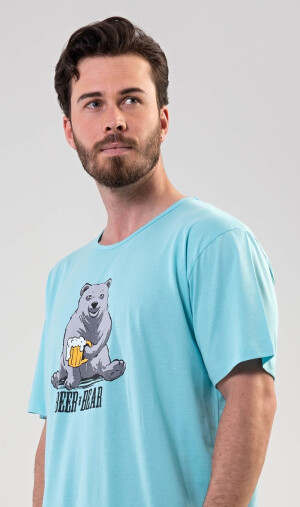 Product detail of Pánská noční košile s krátkým rukávem Beer and bear mentolová M