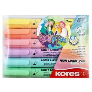Product detail of Zvýrazňovače Kores High Liner Plus Pastel LOLLIPOPZ - 6 pastelových barev