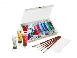 Product detail of PRIMO Akrylové barvy , sada, 8 x 75ml, plátno, 5 štětců LUX