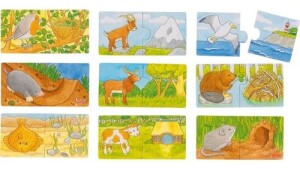 Product detail of Dřevěné puzzle dvojice Zvířátka a jejich domov