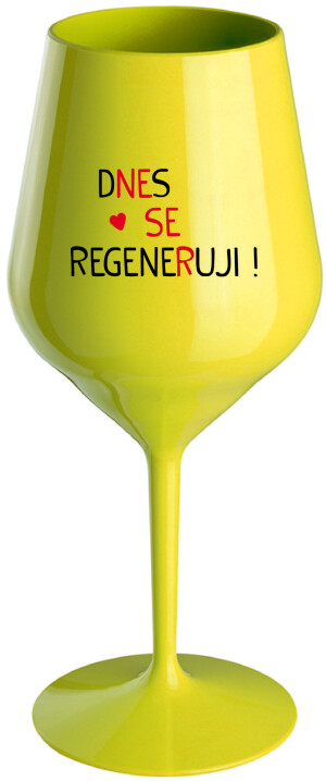 Product detail of DNES SE REGENERUJI! - žlutá nerozbitná sklenice na víno 470 ml
