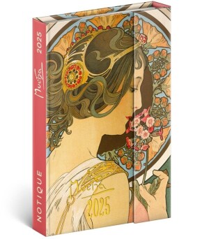 Product detail of Diář 2025: Alfons Mucha - týdenní, magnetický, 11 × 16 cm