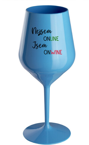 Product detail of NEJSEM ONLINE JSEM ONWINE - modrá nerozbitná sklenice na víno 470 ml