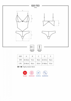Product detail of Body 820-TED teddy - Obsessive černá L/XL