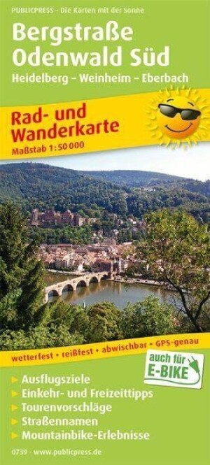 Product detail of Bergstrasse Odenwald Süd, Heidelberg-Weinheim-Eberbach 1:50 000 / cyklistická a turistická mapa