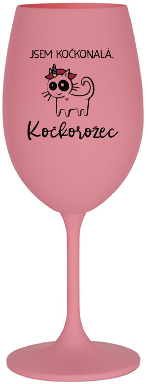 Product detail of JSEM KOČKONALÁ. KOČKOROŽEC - růžová sklenice na víno 350 ml