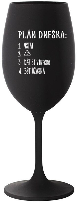 Product detail of PLÁN DNEŠKA - VSTÁT - černá sklenice na víno 350 ml
