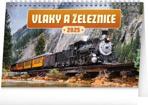 Product detail of Kalendář 2025 stolní: Vlaky a železnice, 23,1 × 14,5 cm