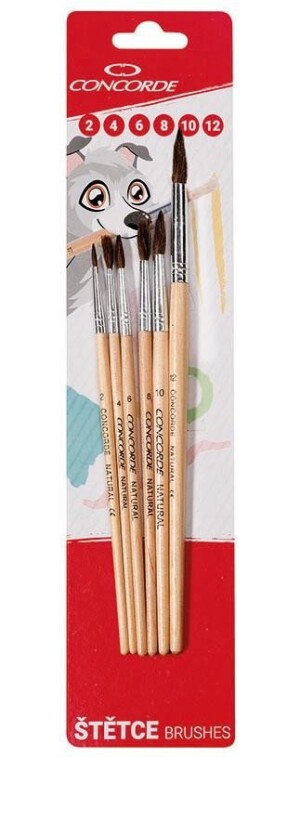 Product detail of Concorde Sada štětců Natural kulaté 6 ks