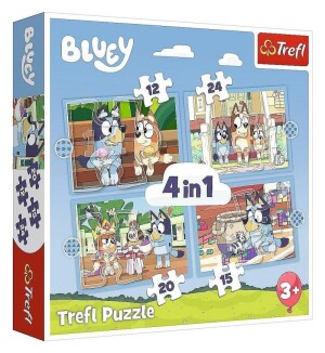 Product detail of Puzzle Bluey a její svět 4v1 (12,15,20,24 dílků)