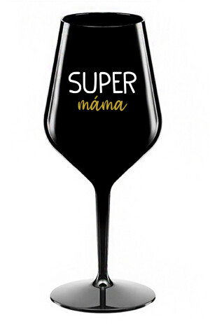 Product detail of SUPER MÁMA - černá nerozbitná sklenice na víno 470 ml