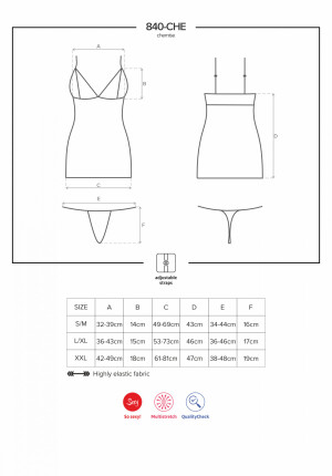 Product detail of Smyslná košilka 840 - CHE chemise - Obsessive černá XXL
