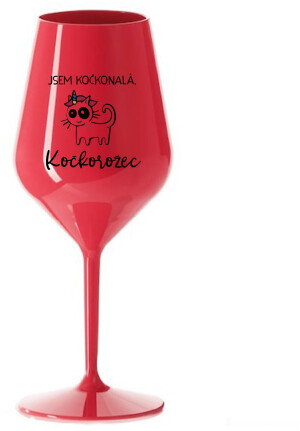Product detail of JSEM KOČKONALÁ. KOČKOROŽEC - červená nerozbitná sklenice na víno 470 ml