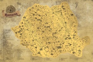 Product detail of Stírací mapa Rumunska Deluxe - zlatá
