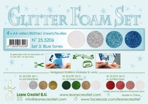 Product detail of LEANE Speciální pěnová guma na výrobu květin A4 - Glitter modrá, bílá,stříbrná 4 ks