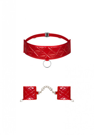 Product detail of Pikantní sada Hunteria cuffs & choker - Obsessive UNI červená