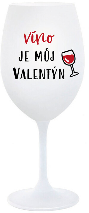 Product detail of VÍNO JE MŮJ VALENTÝN - bílá  sklenice na víno 350 ml