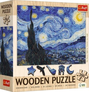 Product detail of Dřevěné puzzle Art: Vincent van Gogh - Hvězdná noc 200 dílků