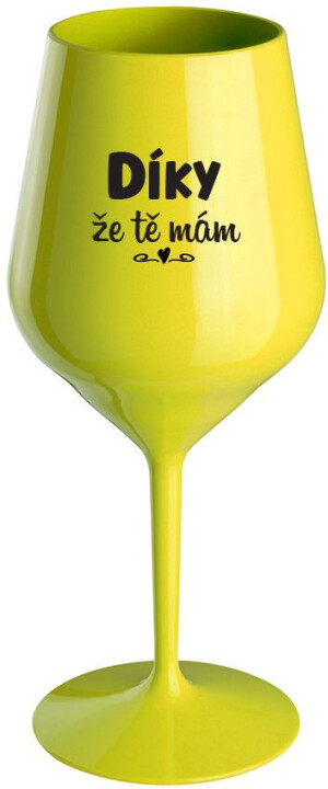 Product detail of DÍKY ŽE TĚ MÁM - žlutá nerozbitná sklenice na víno 470 ml