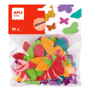 Product detail of Apli pěnovka tvarová - motýli, 50 ks, samolepící, mix velikostí a barev