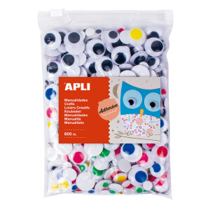 Product detail of APLI MOVING EYES - oči kulaté, Jumbo pack, 600 ks, samolepicí, mix velikostí a barev