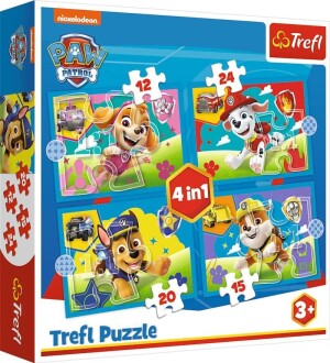 Product detail of Puzzle Tlapková patrola: Běžící štěňata 4v1 (12,15,20,24 dílků)