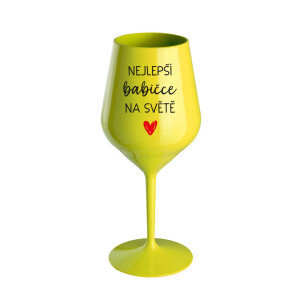 Product detail of NEJLEPŠÍ BABIČKA NA SVĚTĚ - žlutá nerozbitná sklenice na víno 470 ml