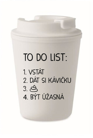 Product detail of TO DO LIST:  BÝT ÚŽASNÁ - bílý termohrnek 300 ml
