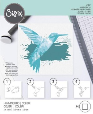 Product detail of SIZZIX Plastová šablona - vrstvený kolibřík 4 ks