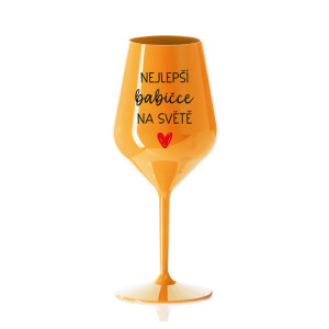 Product detail of NEJLEPŠÍ BABIČKA NA SVĚTĚ - oranžová nerozbitná sklenice na víno 470 ml