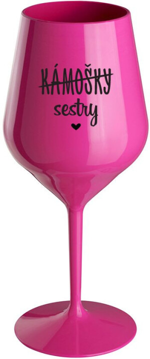 Product detail of KÁMOŠKY - SESTRY - růžová nerozbitná sklenice na víno 470 ml