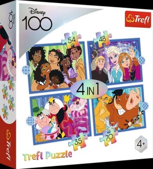 Product detail of Trefl Puzzle Disney 100 let: Disneyho veselý svět 4v1 (35,48,54,70 dílků)