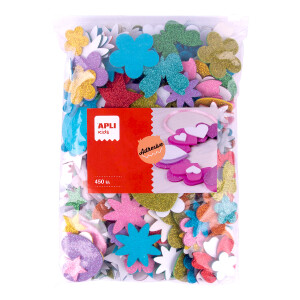 Product detail of APLI pěnovka tvarová, Jumbo pack, 450 ks, samolepicí, mix tvarů a barev