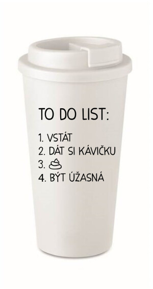 Product detail of TO DO LIST:  BÝT ÚŽASNÁ - bílý termohrnek 475 ml