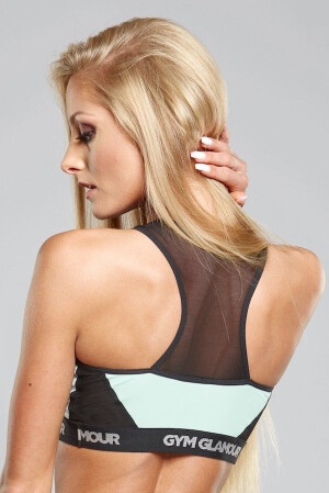 Product detail of Dámská sportovní podprsenka Sea Mesh - Gym Glamour černo-tyrkysová XS