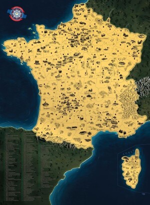 Product detail of Stírací mapa Francie Deluxe - zlatá