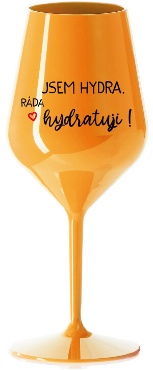 Product detail of JSEM HYDRA. RÁDA HYDRATUJI! - oranžová nerozbitná sklenice na víno 470 ml