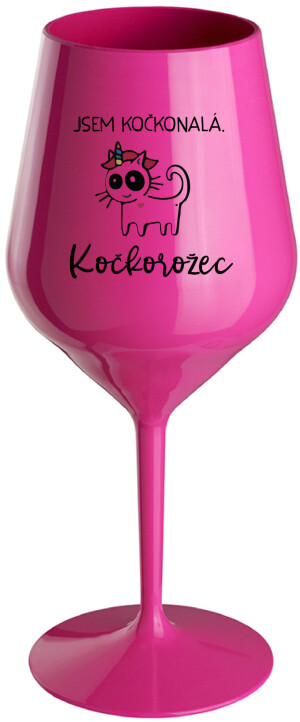 Product detail of JSEM KOČKONALÁ. KOČKOROŽEC - růžová nerozbitná sklenice na víno 470 ml