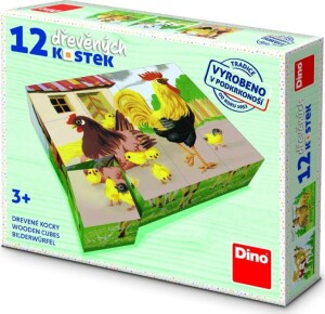 Product detail of Domácí zvířátka retro - Dřevěné kostky 12 ks - Dino Park