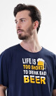 Pánská noční košile s krátkým rukávem Life is beer tmavě modrá L - thumb (0)