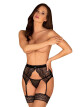 Krajkový podvazkový pás Isabellia garter belt - Obsessive S/M černá - thumb (0)