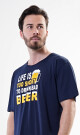 Pánská noční košile s krátkým rukávem Life is beer tmavě modrá L - thumb (5)