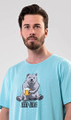 Pánská noční košile s krátkým rukávem Beer and bear mentolová XL - thumb (3)
