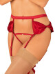 Svůdný podvazkový pás Rubinesa garter belt - Obsessive červená S/M - thumb (2)