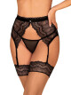Krajkový podvazkový pás Isabellia garter belt - Obsessive S/M černá - thumb (1)