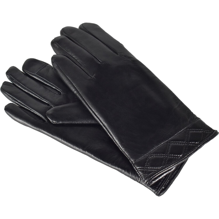 Semiline Dámské kožené antibakteriální rukavice P8209 Black S - main (1)
