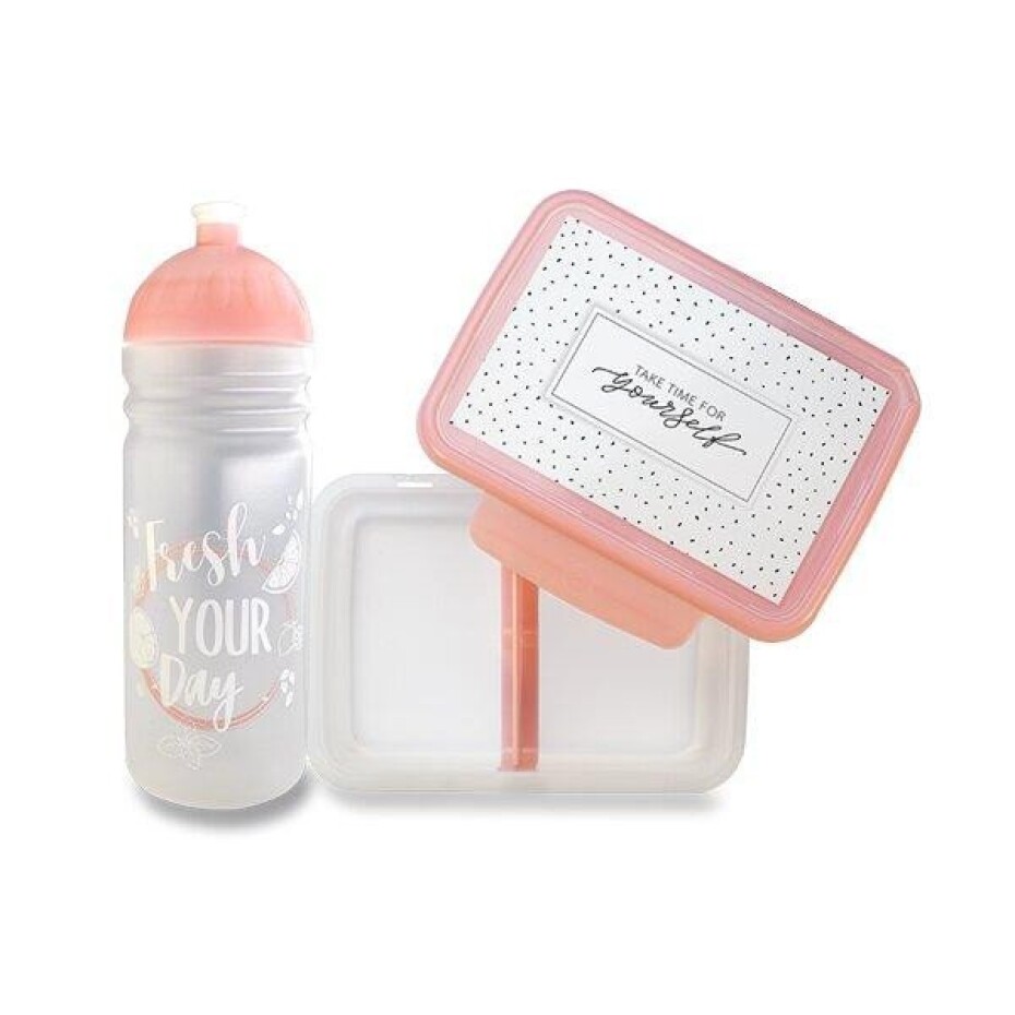 Zdravá lahev na pití a Zdravá sváča set - Fresh růžová - main (0)